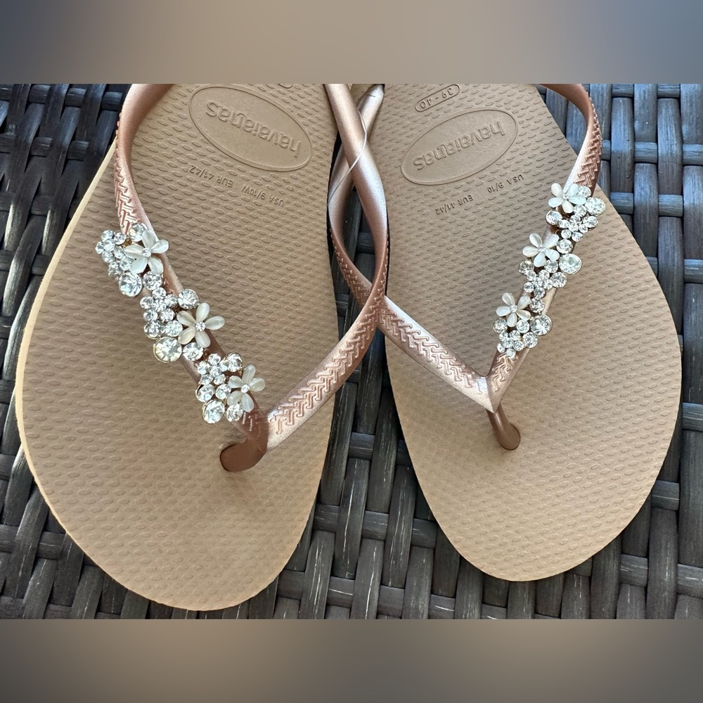 Original HAVAIANAS Flip Flops Women Slim with 3 Flowers  and Personalized